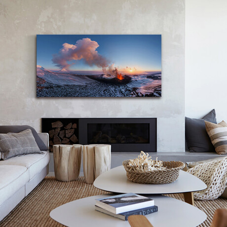 Kam Volcano Print on Wrapped Canvas (6"H x 12"W x 1.5"D)