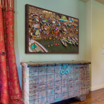 Seaside Party Framed Print (12"H x 18"W x 1.5"D)