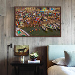 Seaside Party Framed Print (12"H x 18"W x 1.5"D)