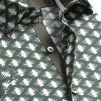 Owen Short Sleeve Button Up Shirt // Green + White (L)