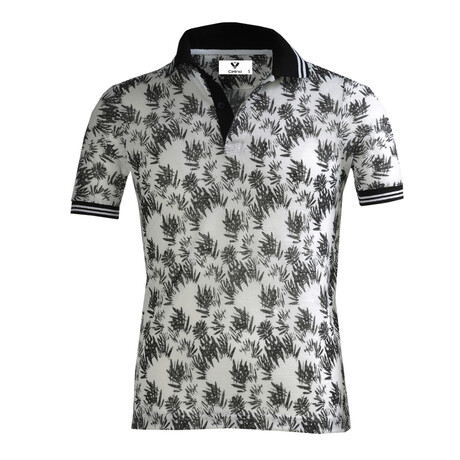 Malcolm Polo Shirt // White + Black Floral (S)