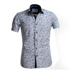 David Short Sleeve Button Up Shirt // Light Blue Paisley (3XL)