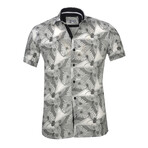 Austin Short Sleeve Button Up Shirt // White + Black Floral (S)