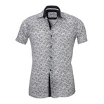 Otis Short Sleeve Button Up Shirt // White + Navy Blue Floral (3XL)