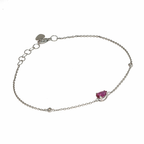 Myself 18K White Gold Diamond + Ruby Bracelet // 6.5"-7.5" // Store Display