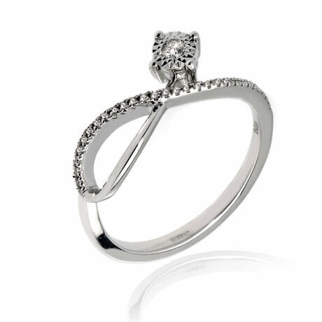 18K White Gold Diamond Loop Ring // Ring Size: 6.25 // Store Display