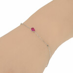 Myself 18K White Gold Diamond + Ruby Bracelet // 6.5"-7.5" // Store Display