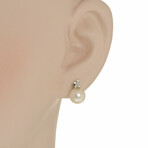 Mademoiselle 18K White Gold Diamond + Pearl Earrings // Store Display