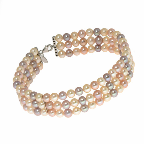 Paradise 18K White Gold Pearl Three Row Bracelet // 7" // Store Display