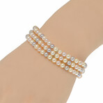 Paradise 18K White Gold Pearl Three Row Bracelet // 7" // Store Display