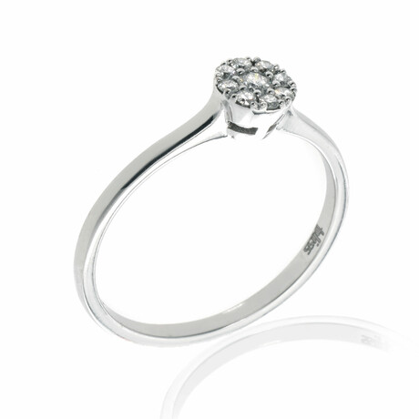 18K White Gold Diamond Cluster Ring // Ring Size: 6.25 // Store Display