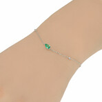 Bliss By Myself 18K White Gold Diamond + Emerald Bracelet // 6.5"-7.5" // Store Display