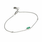 Bliss By Myself 18K White Gold Diamond + Emerald Bracelet // 6.5"-7.5" // Store Display