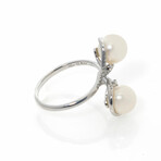 18K White Gold Diamond + Pearl Ring // Ring Size: 6.5 // Store Display