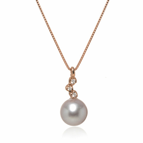 Paradise 18K Rose Gold Diamond + Silver Pearl Necklace // 17" // Store Display
