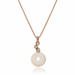 Paradise 18K Rose Gold Diamond + White Pearl Necklace // 17" // Store Display