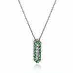 Rugiada Colors 18K White Gold Diamond + Emerald Necklace // 15"-16" // Store Display