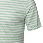 Silky Green Stripe Polo Shirts // Green (L)