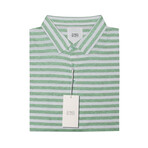 Silky Green Stripe Polo Shirts // Green (L)