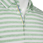 Silky Green Stripe Polo Shirts // Green (M)