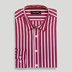 Aberdeen Striped Shirt // Dark Red (S)