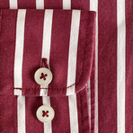 Aberdeen Striped Shirt // Dark Red (M)