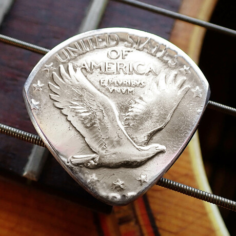 Silver Standing Liberty Quarter Coin Guitar Pick