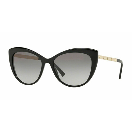 Versace // Women's Acetate Cat Eye Sunglasses // Black + Gold + Gray