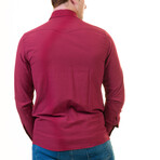 Reversible Cuff Long-Sleeve Button-Down Shirt // Solid Burgundy (S)