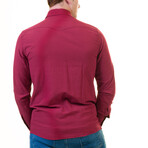 Reversible Cuff Long-Sleeve Button-Down Shirt // Solid Burgundy (M)