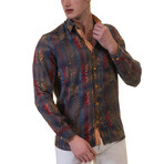 Stripes Reversible Cuff Button-Down Shirt // Navy Blue + Multicolor (4XL)