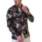 Nature Reversible Cuff Long-Sleeve Button-Down Shirt // Navy Blue (XL)
