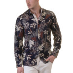 Nature Reversible Cuff Long-Sleeve Button-Down Shirt // Navy Blue (5XL)