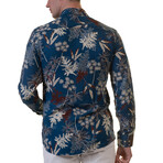 Nature Reversible Cuff Long-Sleeve Button-Down Shirt // Medium Blue (3XL)