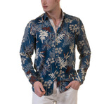 Nature Reversible Cuff Long-Sleeve Button-Down Shirt // Medium Blue (2XL)