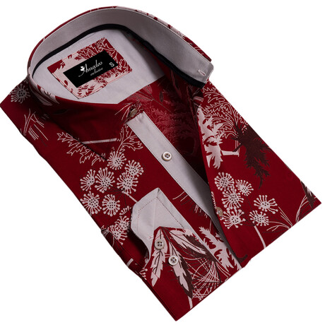 Nature Reversible Cuff Button-Down Shirt // Red (S)