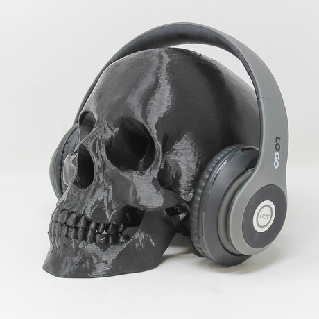 Human Skull // Headphone Stand // Black