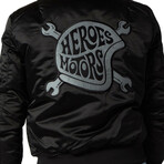Heroes "Helmet" Zip Front Bomber Jacket // Black (S)
