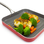 EaZy MealZ Non-Stick Square Grill PaN // 10.5″ (Red)