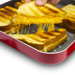 EaZy MealZ Non-Stick Square Grill PaN // 10.5″ (Red)