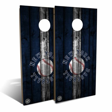 New York Navy White Baseball Backyard // Cornhole Board Set