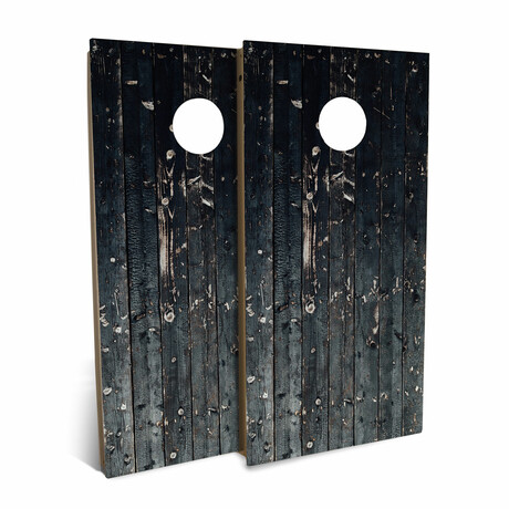 Country Living Black Plank Wood Backyard // Cornhole Board Set