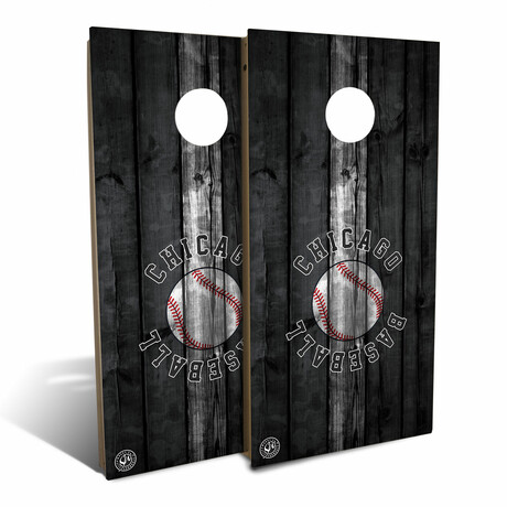 Chicago Black and White Baseball Backyard // Cornhole Board Set
