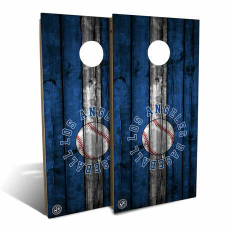 Los Angeles Blue White Baseball Backyard // Cornhole Board Set
