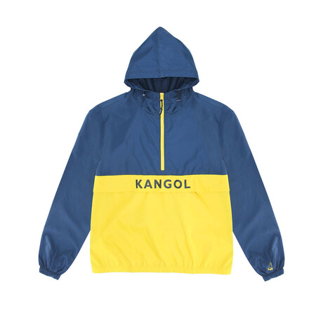 Packable Water Resistant Windbreaker // Navy + Yellow (S)