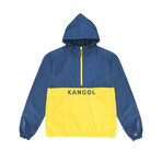 Packable Water Resistant Windbreaker // Navy + Yellow (XL)