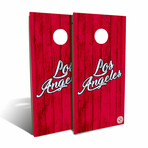 Los Angeles Red White Solid Wood Baseball Backyard // Cornhole Board Set