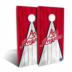 Los Angeles Red White Triangle Baseball Backyard // Cornhole Board Set