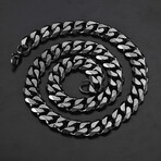 Polished Black Plated Stainless Steel Cuban Curb Chain Necklace // 24"