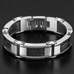 Black Cable Inlay Stainless Steel Link Bracelet // 8.5"